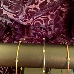 3 Thin tri-colored gold bangle bracelets